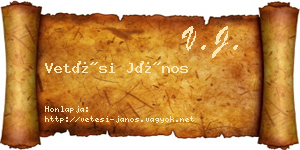 Vetési János névjegykártya